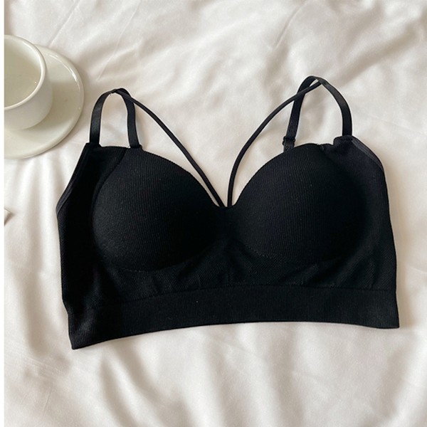 Naisten urheiluliivit Mukava saumaton Slim Fitting Crossover Suspender Jooga Urheiluliivit Fitness-harjoitteluun Musta