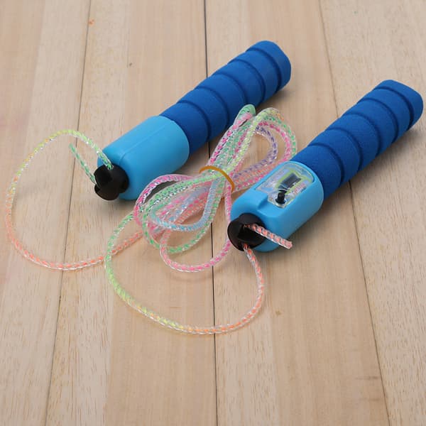 Adjustable PVC Jump Rope for Accurate Counter with Comfortable Non-Slip Handles (Blue)