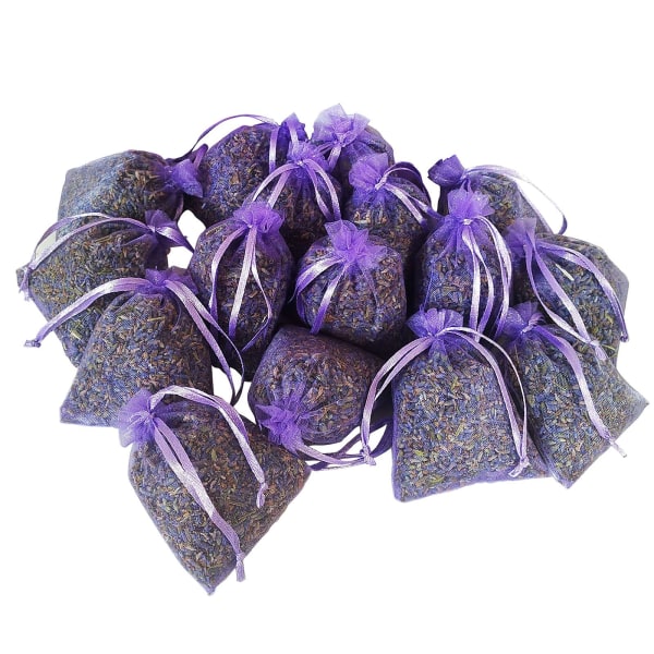 Lavendelposer, 16 stk Tørket lavendelblomst Lavendelposer til skuffer og skap