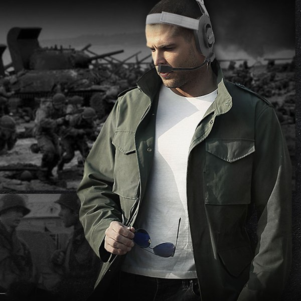 Enkelsidig headset-hörlur Intercom med justerbar huvudband US 110-240V Z027-FG-S113-KEN