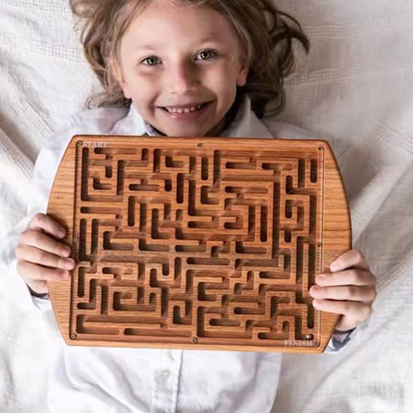 Trälabyrintspel för barn Rolling Ball Maze Toy Balance Brädspel Toy Early Education Toy