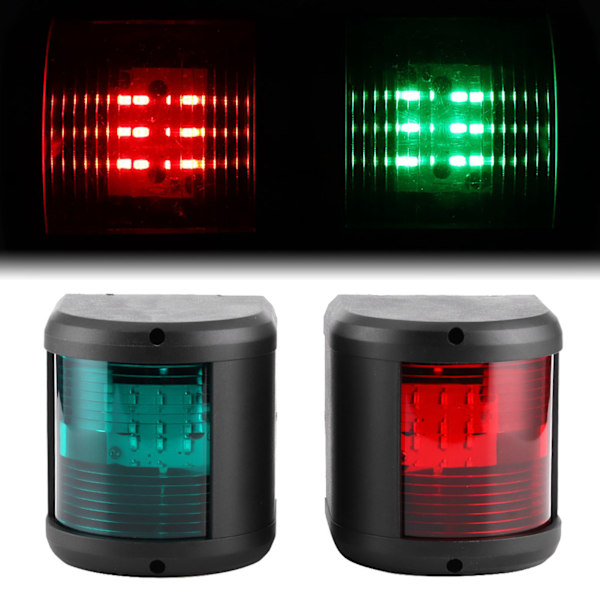 12V LED Navigointivärit Vedenkestävä Vihreä Peräsinpunainen Laivavalaisin Veneelle Jahtin Musta Kotelo