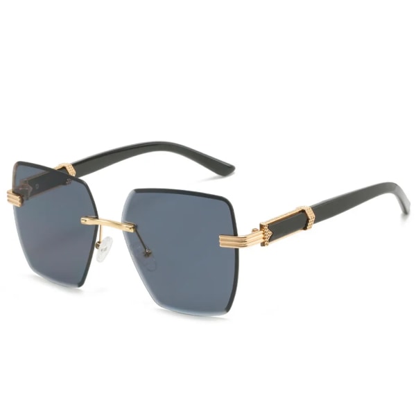 Rechteckige Retro-Sonnenenbrille für Damen und Herren, Mode, Vintage, randlos, Rahmen, getönte Glaser, UV400 Schutz C1