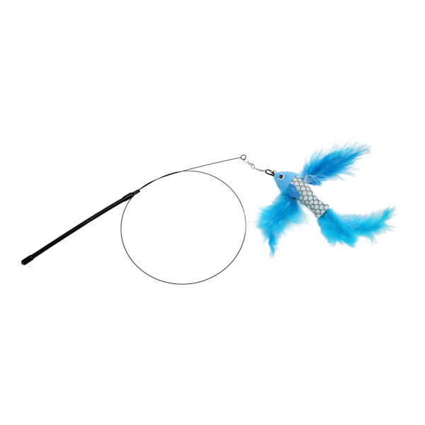 Funny Cat Feather Stick Interactive Handheld Cat Feather Wand med sugkopp för katter Blå flygfisk
