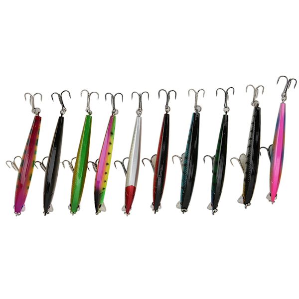 10 stk Hard Bait Lokker Slitesterk Plast med Kroker Fiskeutstyr Tilbehør 8.5g 9.5cm
