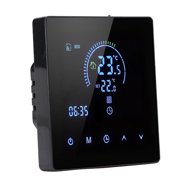 16A digital termostat med LCD-skærm Programmerbar termostat Elektrisk varmetermostat til hjemmekontor Hotel AC 90V‑240V Sort WiFi