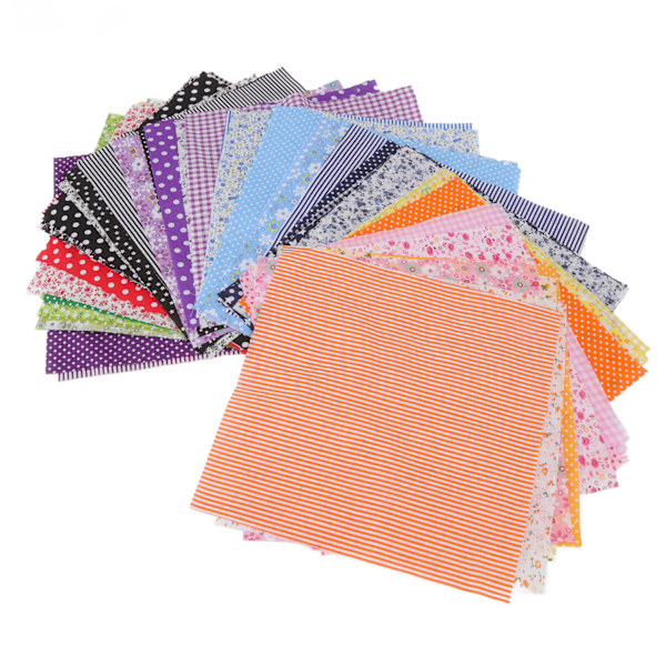 Bomullsquilttyg 9,8 x 9,8 tum blandade färger Lätt att stryka Multipurpose blommigt lapptäckstyg för Craft DIY 56 färger