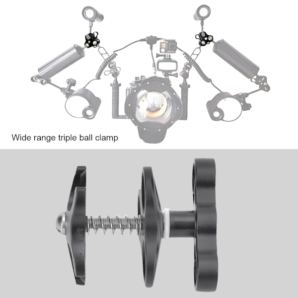 Alumiiniseos Musta Sukellus Kolmoispallokiinnike Ulkokamera Varsi Clip TarvikeMusta