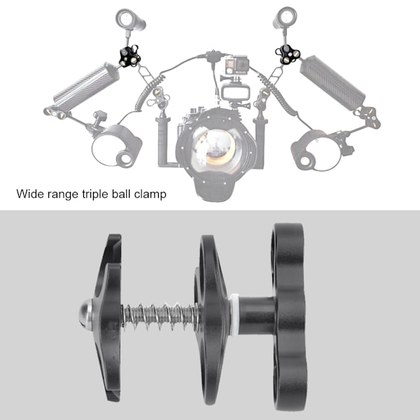 Svart Dyk-Trippelkullagerklämma i Aluminiumlegering, Armfäste för Kamera, Tillbehör