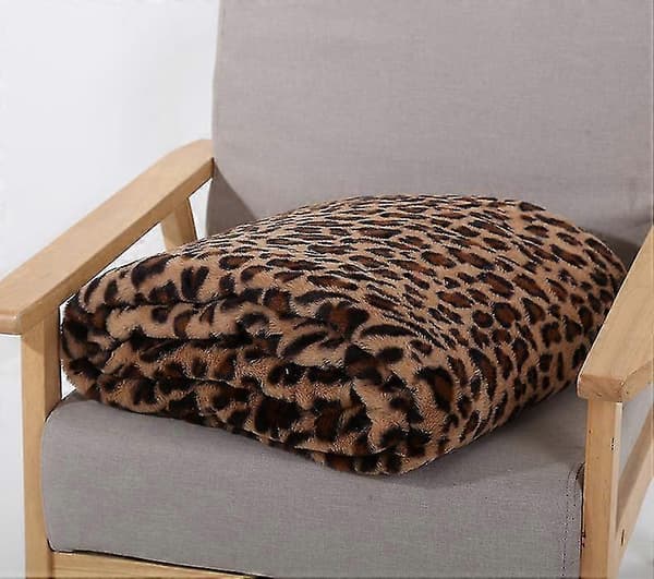 Leopardmønstret Pv-tæppe Kanintæppe Krystalfleece Sofatæppe Hanetæppe yellow brown 130*160cm