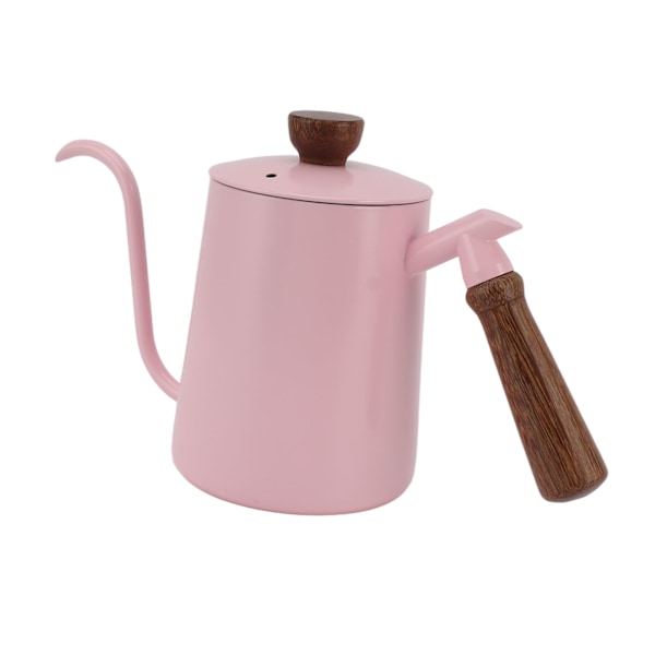 600 ml svanhals kaffekokare 304 rostfritt stål lång pip vattenkokare trähandtag hälla över kaffe tekanna rosa