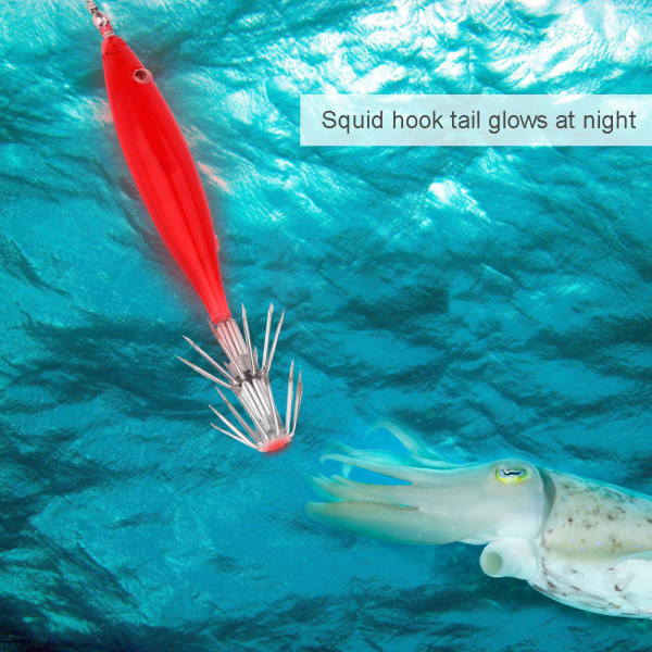 Høy kvalitet blekksprut fiskekrok agn deler fiskeutstyr (rød)