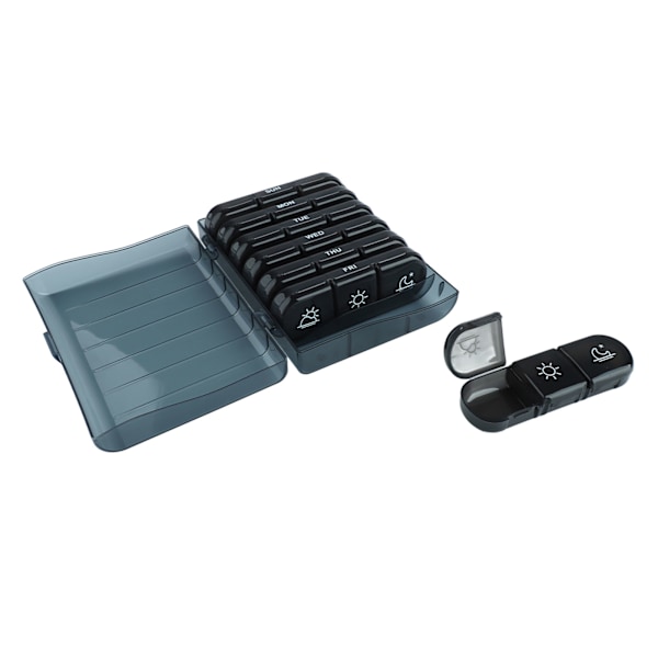 3 gånger om dagen 7 dagars Pill Organizer 21 Grid Portable Pill Organizer Resemedicinbehållare Svart skal