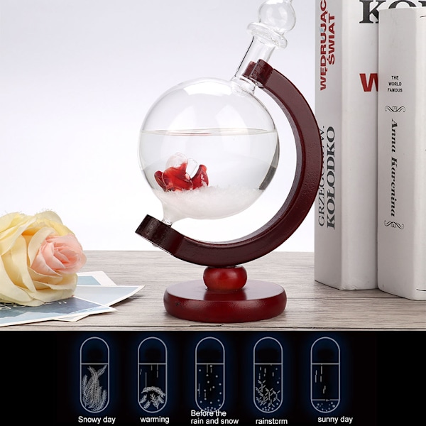 Vakker værprognos Crystal Windstorm Glass Trebase Globe Form Skrivebord