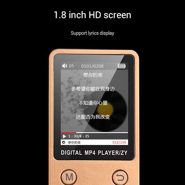 Mini LCD-näyttö MP4-mediasoitin Tukee 32G TF-kortta Ultraohut Mp4-soitin FM:llä E-kirja