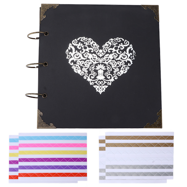 Scrapbooking Kit 25 Sidor Tomt Klistermärke Manuellt DIY Fotoalbum med Järnring för Bröllop Resor Jubileum