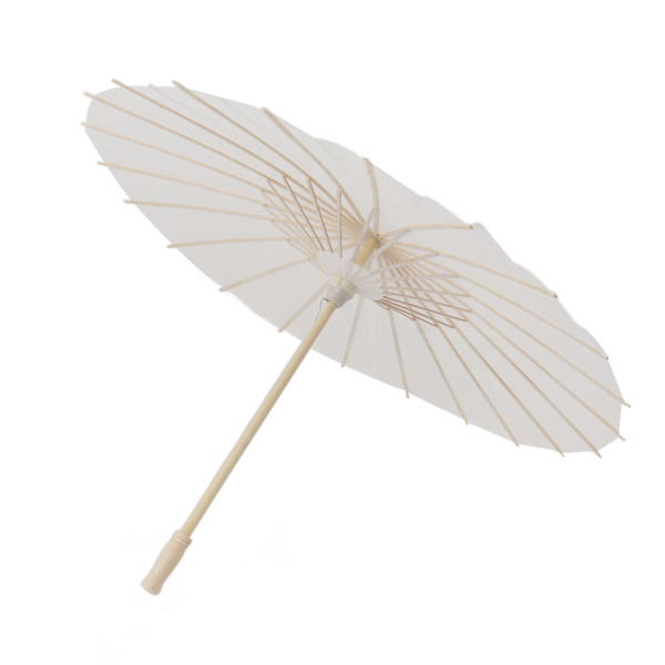 Lasten paperi sateenvarjo bambu ja paperi kiinalainen tyyli Elegantti valkoinen DIY paperi sateenvarjot koristeluun 58cm/22,8in