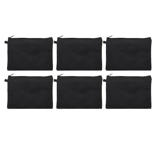10 st Canvas Kosmetikväska med Svart Snodd Bärbar Mångsidig Tom DIY Hantverksväska för Rese Sminkväska Svart
