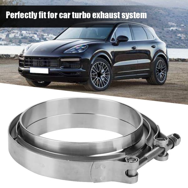 Universal Bil 5\" rustfritt stål Turbo Eksos V-bånds flensklemme sett