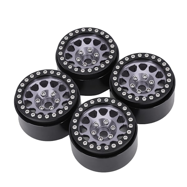 4 kpl 1:10 RC-kiipeilyauton metallipyörän navat auton renkaat sopivat Axial SCX10 / SCX10II / 90046 / 90047 Musta ja hopea