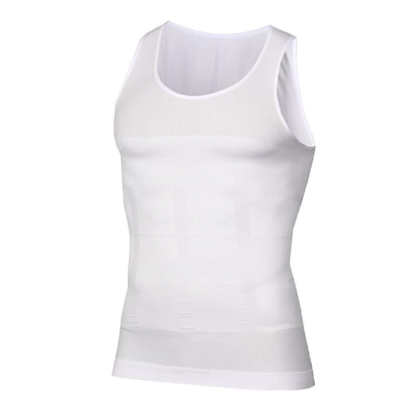 Mænd kropp smalare elastisk skulptervæst Mage Kompressionsvæst Muscle Tank Shapewear Magkontrol white L