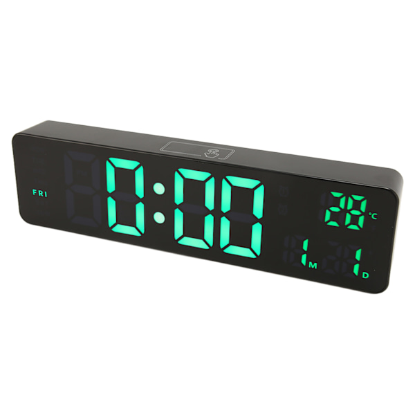 Digital vækkeur 10in 12/24H Temperaturdisplay Batteridrevet Lydløs Grøn Baggrundsbelyst LED-ur til Kontor i Soveværelset