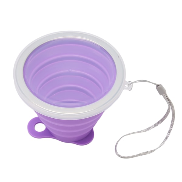 Hopfällbar Vattenkopp 270ml Livsmedelsgodkänd Silikon Liten Bärbar Vikbar Campingmugg med Lock för Resor Kontor Utomhus Lila