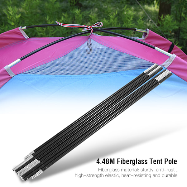 4,48M glasfiber Camping tältstångsstänger Utomhus stödstänger Markisramar Kit