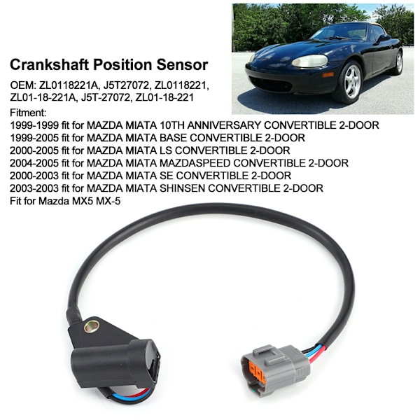 Tilbehør til krumtapakselpositionssensor ZL0118221A ZL0118221 Passer til MAZDA MX5 MX-5