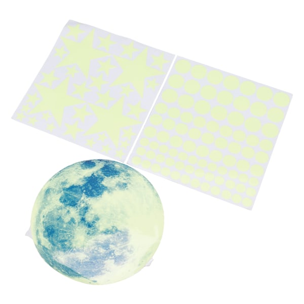 Glow in The Dark Väggdekor Luminous Moon Star Dot Väggdekaler Väggdekor Dekor för sovrum Vardagsrum Grön