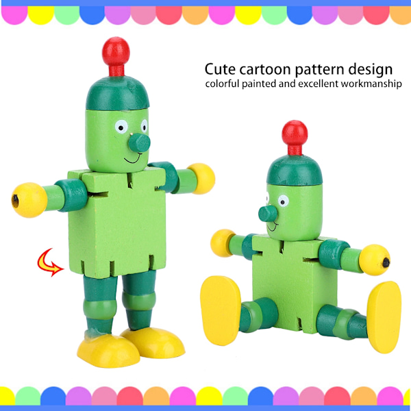 Personlighet Söta robotleksaker i trä Lärande och pedagogiska leksaker för Barn (grön)