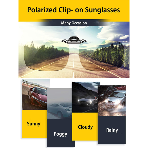 Polariserede Clip-on solbriller Anti-glare kørebriller til receptbriller
