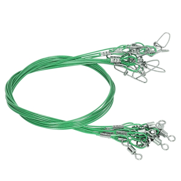 10 stk 50 cm fiskesnøre rigge Anti Bite fiskesnøre ledere med svivel Ine Leaders Grøn