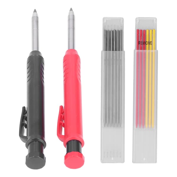 Tømrersæt med blyantmarkør og medium refill, 14 stk., rød, sort, gul