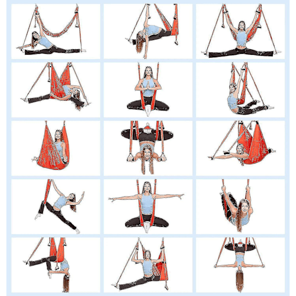 Aerial Yoga Hammock Sving med 6 Håndtag - Hjemme Gym Anti-tyngdekraft Træningsenhed