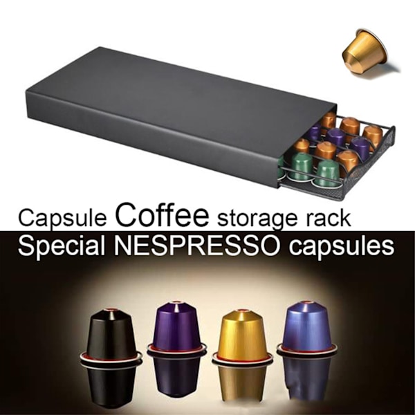Kaffekapsler Skuffe 40 stk Holdbar Kaffekapsel Opbevaringsstativ Kaffeboks Holder Sort
