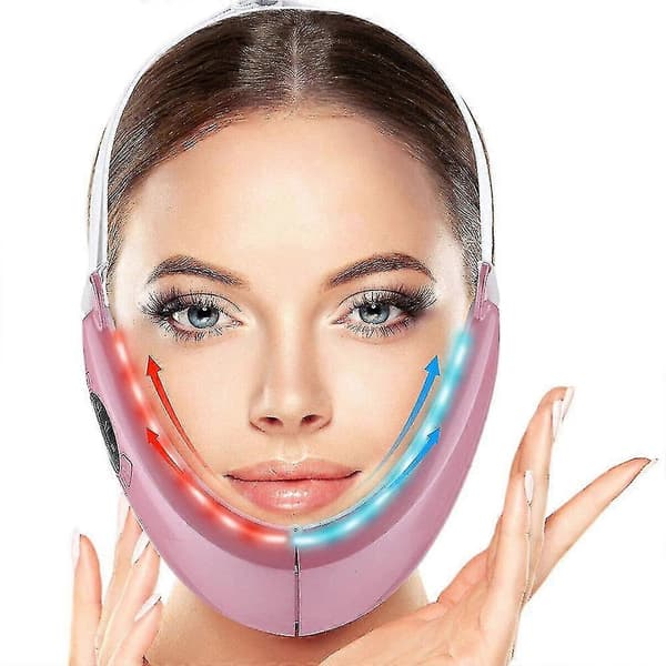 V-face Beauty Meter Shaping Massager Ems Rf LED Lyftning Minska Dubbelhaka Bantning Pink