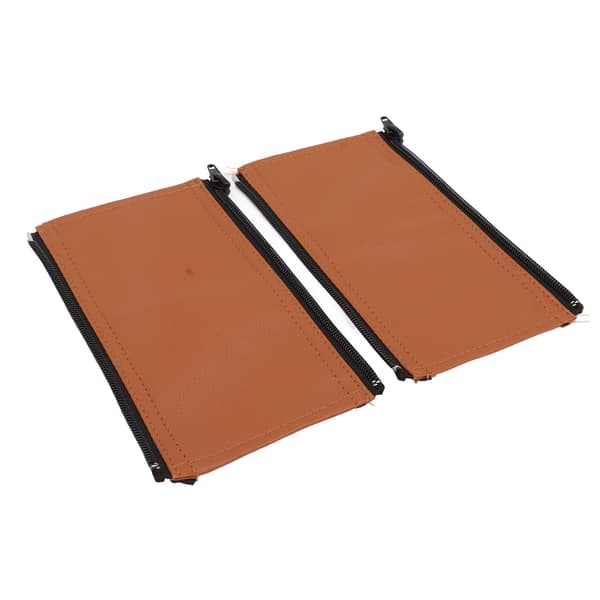 2 Pcs Stroller Handle Sleeve Zipper Cleanable Soft Comfortable Elastic Stroller PU Leather Cover Brown