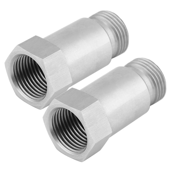2-pack O2 rostfritt stål syresensorproppadapter förlängningsförlängare M18-1,5 x 45 mm
