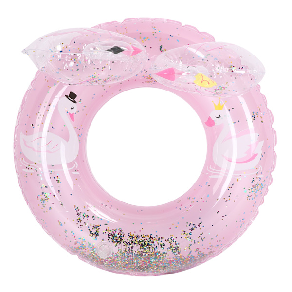 Børn Dual Swan Svømmering Pige Oppustelig Glitter Pool PVC Float Tube Pink60#