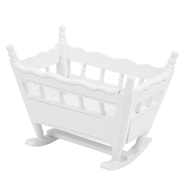 Vita trävaggor Modell Babysäng Miniatyrprydnad Hantverkstillbehör för dockhus 1:12