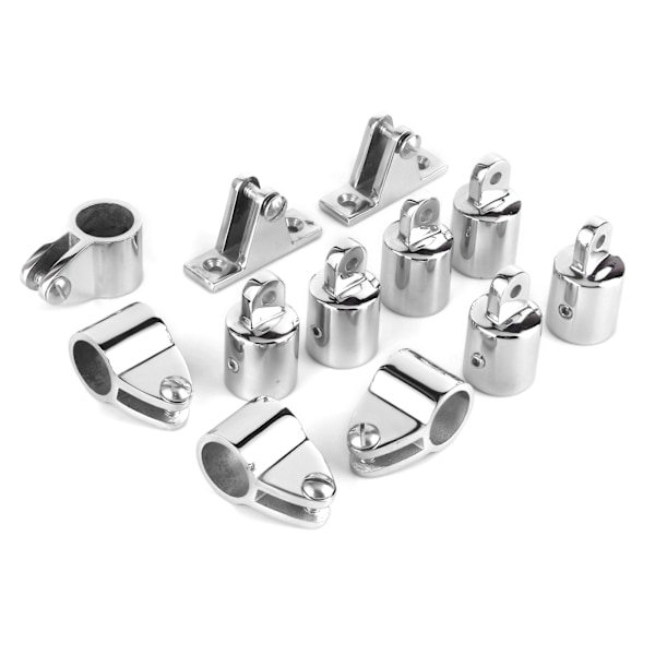 12-delarsats med 6 st. käk-glidskenor, 4 st. ögonändlock, 2 st. däckgångjärn, 3 st. båge, Bimini-toppbeslag, båttillbehör, 22 mm (7/8 tum)