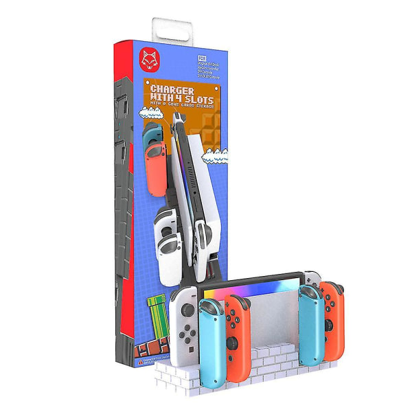För Nintendo Switch/switch Oled Joy-con Game 4 Ports Controller Laddare Laddningsstation med 8 kortplatser White