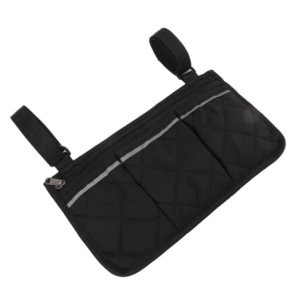 Rullestolveske Vanntett Polyester Multi Lomme Design Rullestolsidelomme for Utendørs Mobilstol Svart