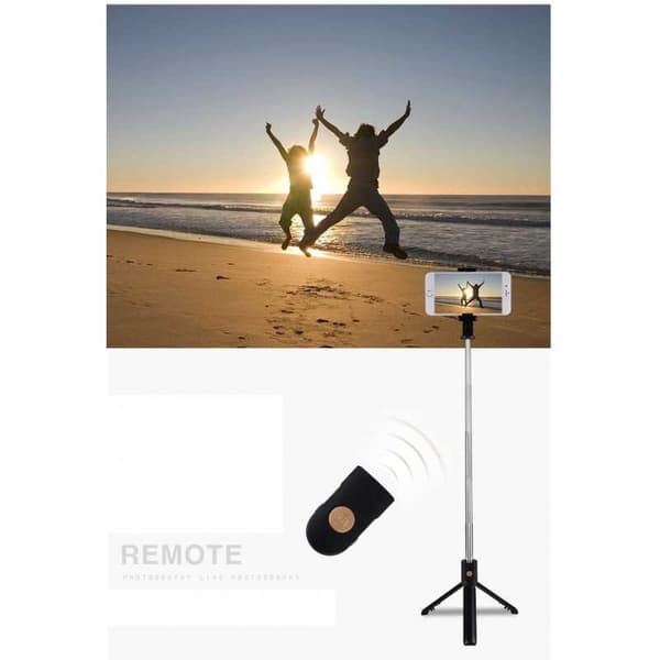 Selfiestick Bluetooth med Tripod Svart black