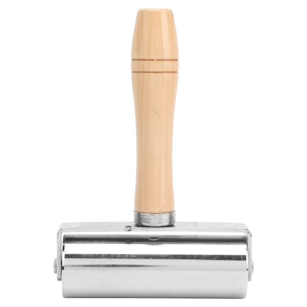 Lær Press Edge Roller DIY Lærhåndverk Trehåndtak Edge Rolling Tool SilverL 100mm / 3.94in