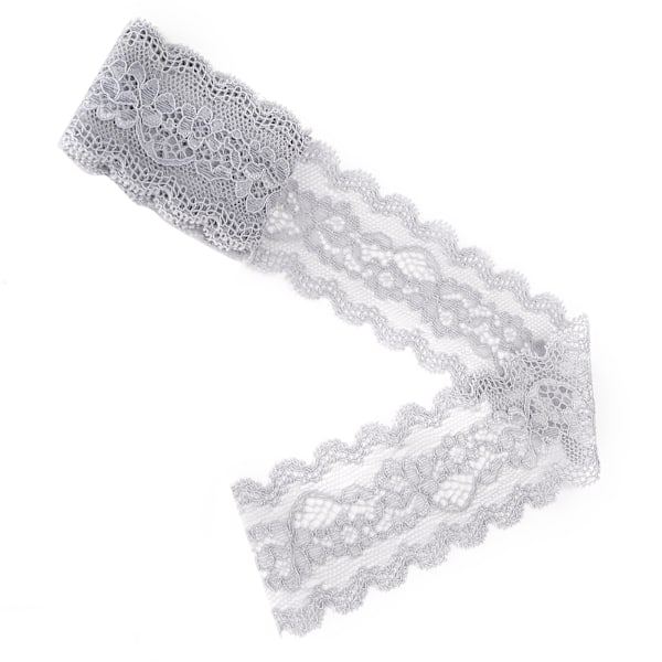 Blommönstrad Spetsband Dekorering Design Kläder Hantverk 10 Yard 5.5cm Bredd Grå