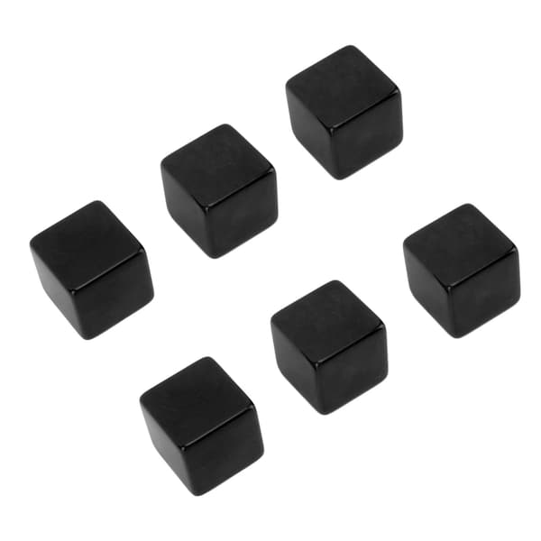 6ST Tomme Terninger Kuber DIY Uafsluttede Terningblokke Undervisningsfestpuslespil 6-sidede Terninger Plastikkuber Sort
