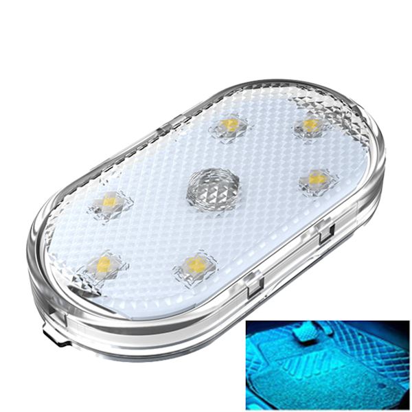 Car Ceiling Light Touch Control USB Charging Mini Compact Car Roof Light LED Reading Light Ice Blue