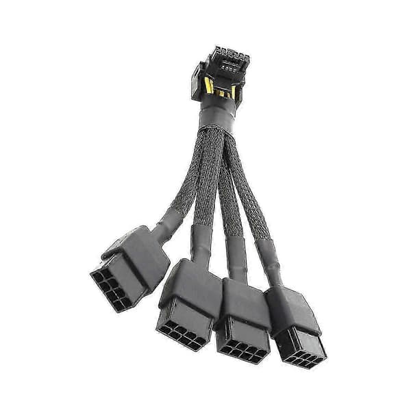 4x8-bens PCI-E til 16-bens 12VHPWR albuekabel til RTX 4090 RTX 4080 grafikkort Black